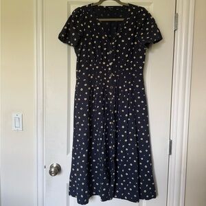 Madewell Navy Blue Dress with White Polka Dots